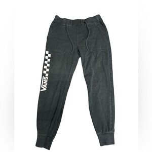 Vans Black Jogger Sweatpants with White Checker Logo